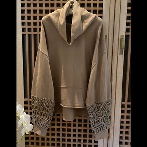 Free People Sweatshirt with Macrame Sleeves